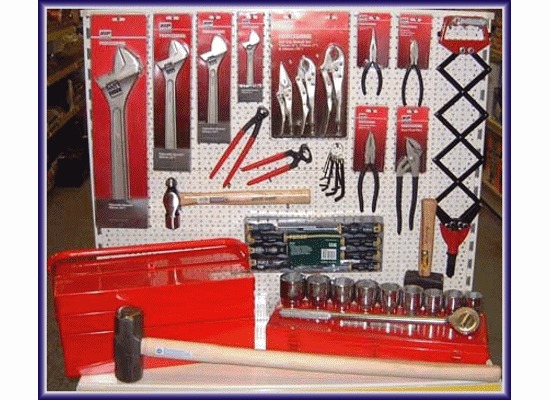 Stores display board of filters and oils